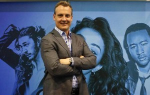 Shazam's Chief Executive Rich Riley poses after an interview at the Mobile World Congress in Barcelona